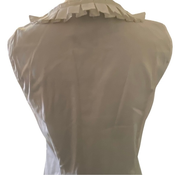 NWT Alfani Cotton Stretch Sleeveless Blouse White Accordion Ruffle Neck Sailor - Picture 6 of 7